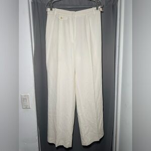 Lauren Ralph Lauren Women's Wool Pleated Cream Ivory Classic Trousers Size 12
